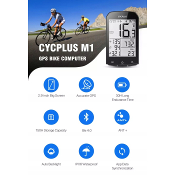 Licznik rowerowy bezprzewodowy ANT+GPS Cycplus M1 V2.0