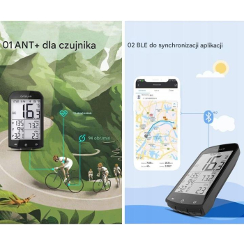 Licznik rowerowy bezprzewodowy Aplik. ANT+GPS Cycplus M1 V2.0