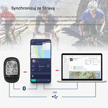 Licznik Komputer Rowerowy Bezprzewodowy GPS Aplik Meilan M2