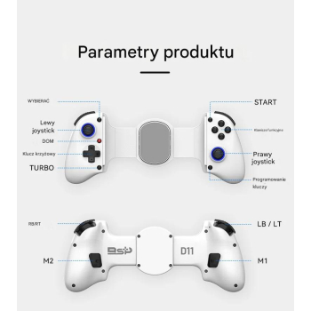 Pad Kontroler Bluetooth Telefon, PC, Android & iOS Uchwyt na Telefon
