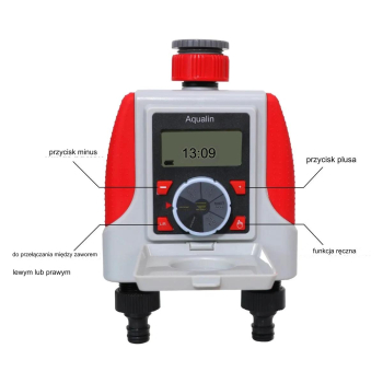 Sterownik automatyczny nawadniania 2 sekcje na kran LCD Programator czasu Aqualin