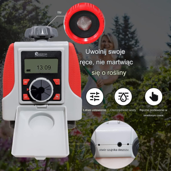 Sterownik automatyczny nawadniania 2 sekcje na kran LCD Programator czasu Aqualin