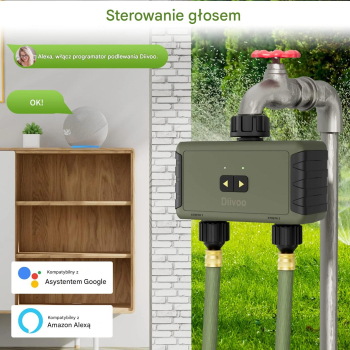 Sterownik automatyczny nawadniania 2 sekcje na kran WiFi, Bluetooth Diivoo