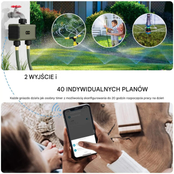 Sterownik automatyczny nawadniania 2 sekcje na kran WiFi, Bluetooth Diivoo