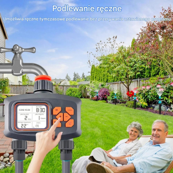 Sterownik automatyczny nawadniania 2 sekcje na kran LCD Programator czasu H47913