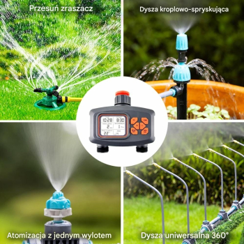 Sterownik automatyczny nawadniania 2 sekcje na kran LCD Programator czasu H47913