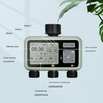 Sterownik automatyczny nawadniania 3 sekcje na kran LCD Programator czasu HCT-378