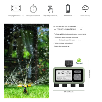Sterownik automatyczny nawadniania 4 sekcje na kran LCD Programator czasu HCT-379