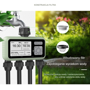 Sterownik automatyczny nawadniania 4 sekcje na kran LCD Programator czasu HCT-379