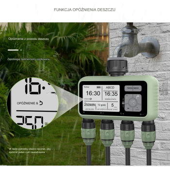 Sterownik automatyczny nawadniania 4 sekcje na kran LCD Programator czasu HCT-379