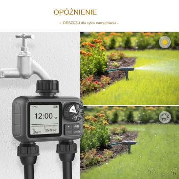 Sterownik automatyczny nawadniania 2 sekcje na kran LCD Programator czasu HCT-M06