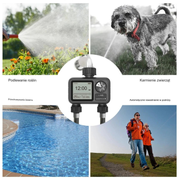 Sterownik automatyczny nawadniania 2 sekcje na kran LCD Programator czasu HCT-M06