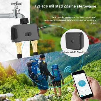 Sterownik automatyczny nawadniania 2 sekcje na kran WiFi i Bluetooth + Bramka