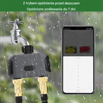 Sterownik automatyczny nawadniania 2 sekcje na kran WiFi i Bluetooth + Bramka