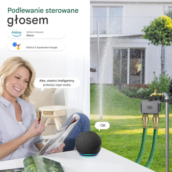 Sterownik automatyczny nawadniania 2 sekcje na kran WiFi, Bluetooth SGW08W