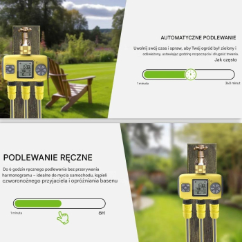 Sterownik automatyczny nawadniania 3 sekcje na kran LCD Programator czasu YZD06
