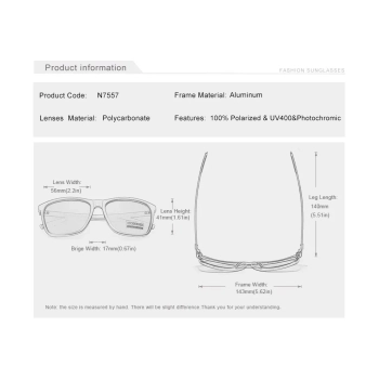 Okulary Przeciwsłoneczne KINGSEVEN N7557 Black Photochromic